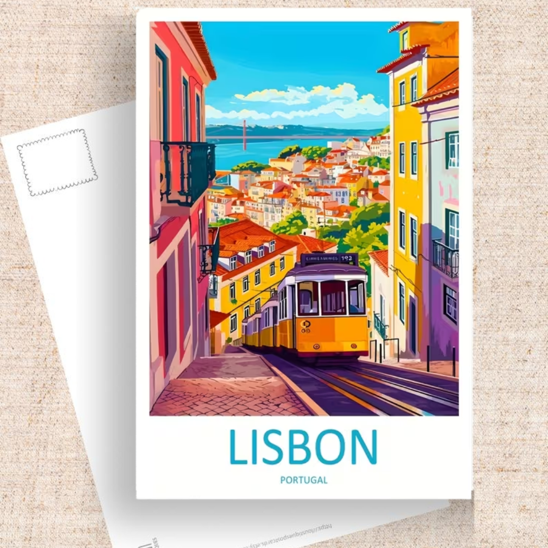Lissabon postkaart tram